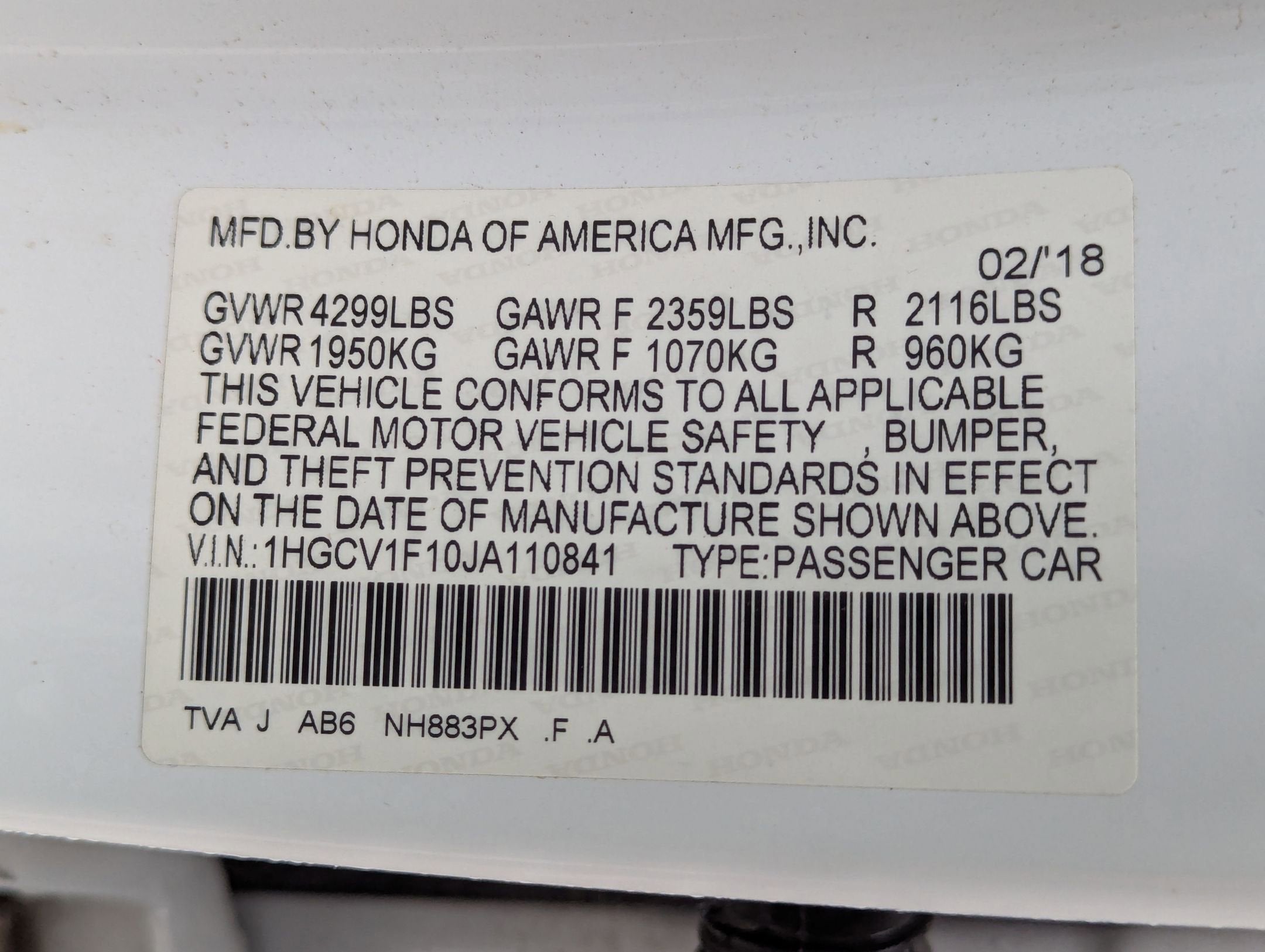 2018 Honda Accord Sedan LX