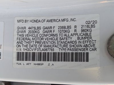 2020 Honda Accord Sedan Sport