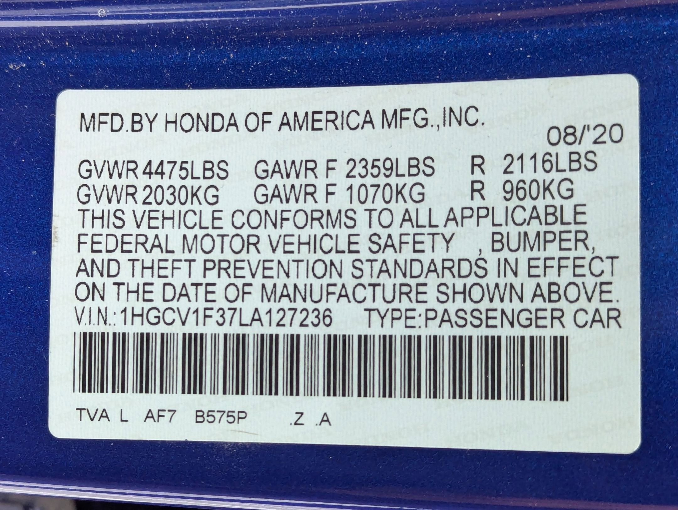 2020 Honda Accord Sedan Sport