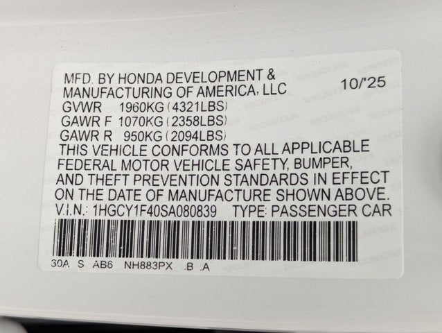 2025 Honda Accord Sedan 1.5T SE