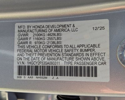 2025 Honda Accord Sedan HYBRID SPORT