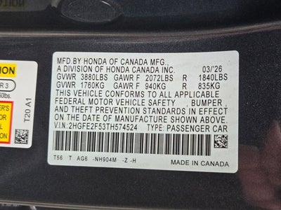 2026 Honda Civic Sedan Sport