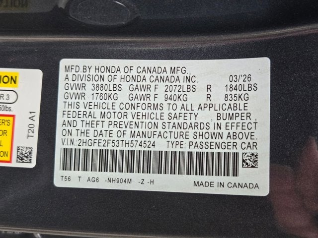 2026 Honda Civic Sedan Sport