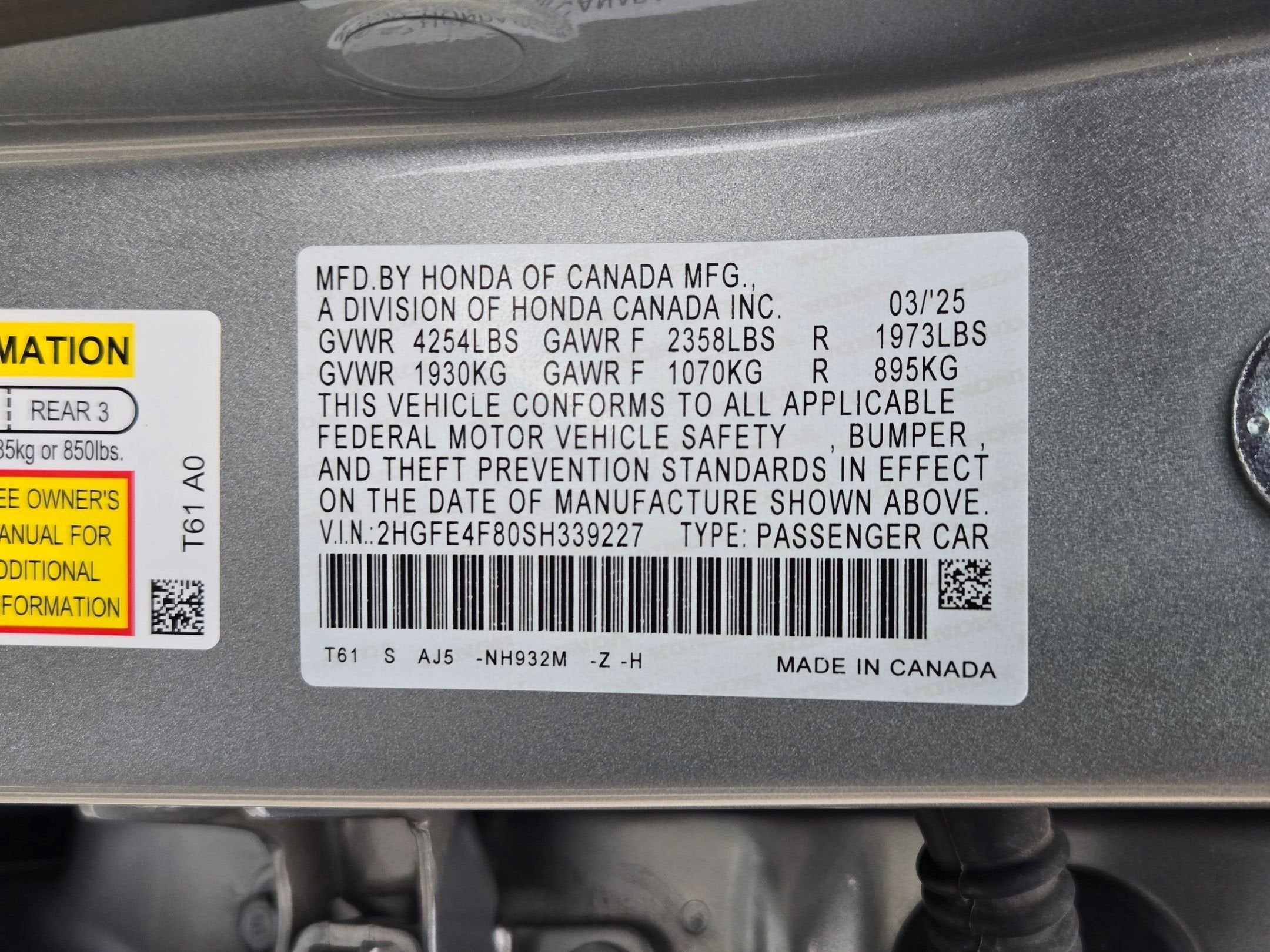 2025 Honda Civic Sedan Hybrid Sport Touring