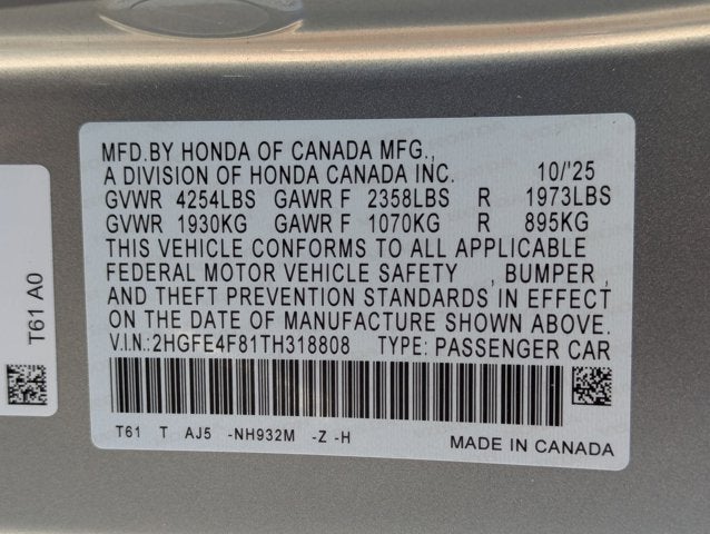 2026 Honda Civic 2WD Sport Touring Hybrid