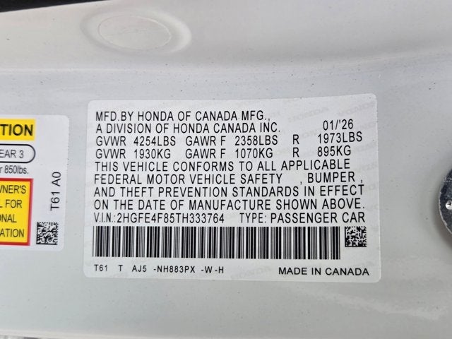 2026 Honda Civic Sedan Hybrid 2WD Sport Touring Hybrid