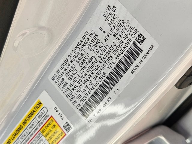 2026 Honda Civic Sedan 2WD Sport Hybrid