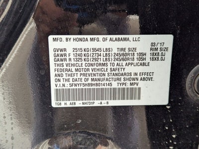 2017 Honda Pilot 2WD EX-L with Rear Entertainment System