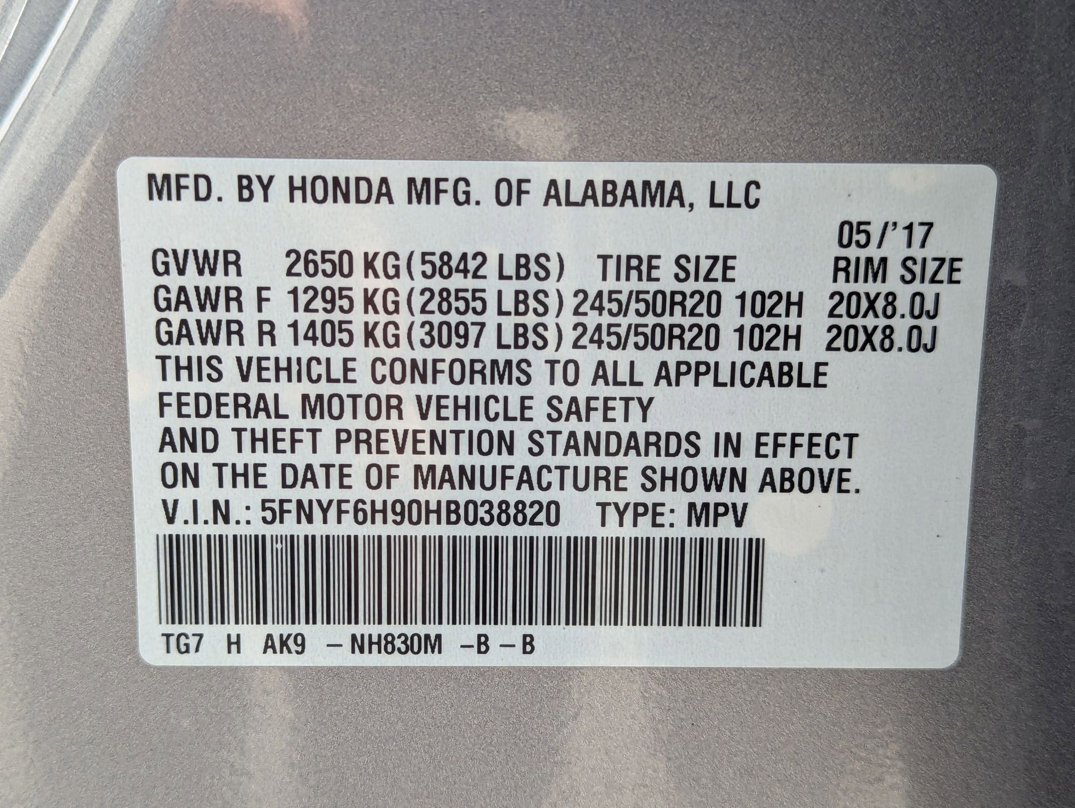 2017 Honda Pilot AWD Touring