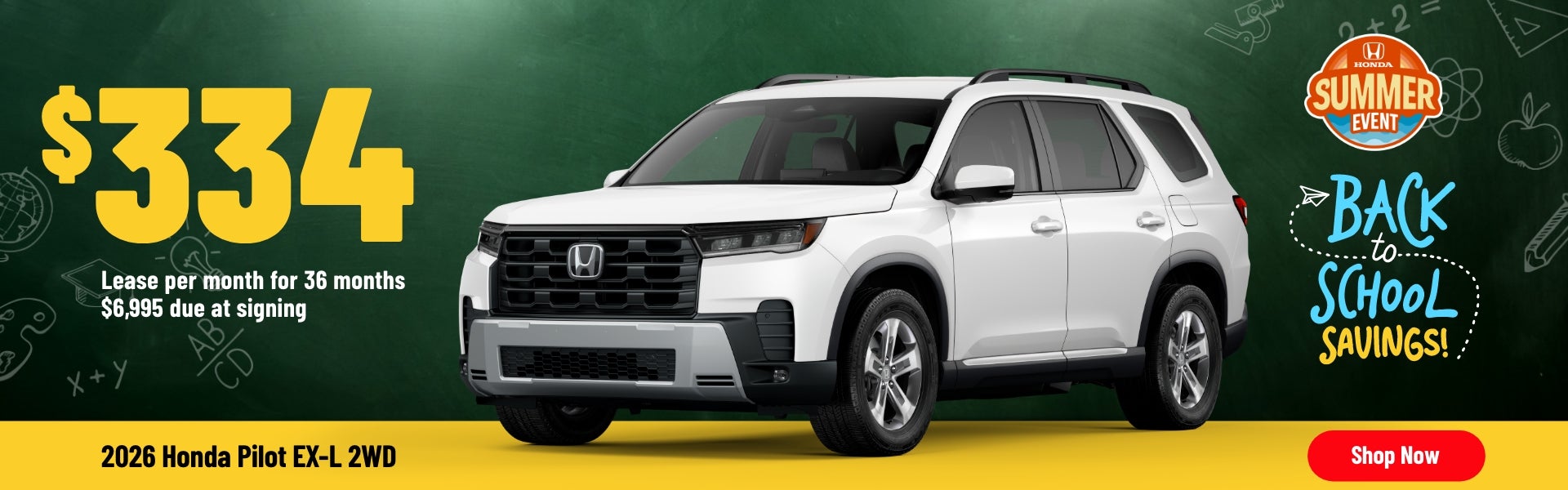 Gunn Honda Pilot EX-L sales banner
